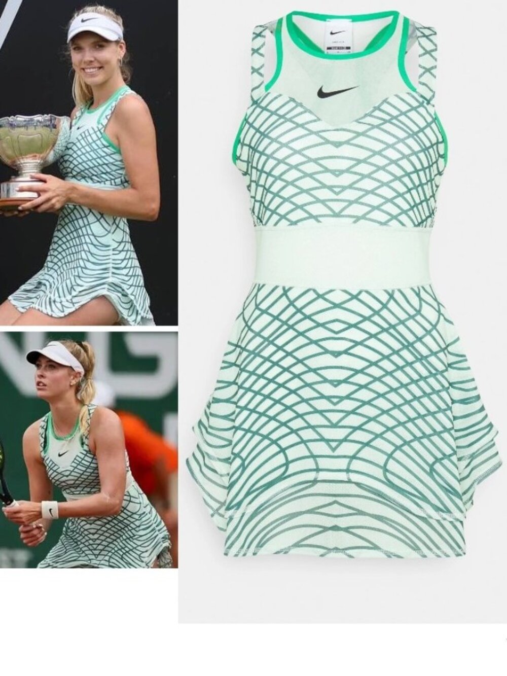 Nwt Nike Court Slam printed Dri-FIT mesh tennis dress L Large